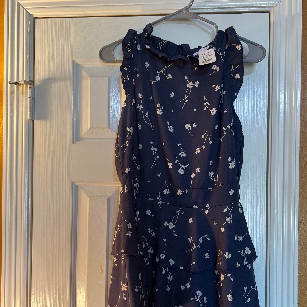 A'gaci blue floral mini dress with ruffles - NWT